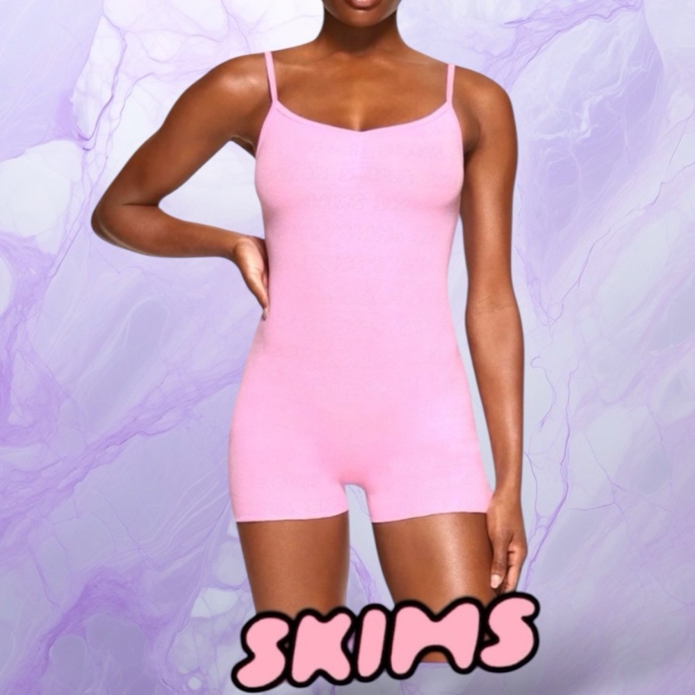 SKIMS Logo Pointelle Onesie 3X Bubble Gum Pink